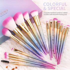 img 3 attached to 🌈 Docolor Makeup Brushes 16Pcs Fantasy Set for Professional Makeup Application: Foundation, Blending, Blush, Concealer, Eye Shadow, Synthetic Face, Liquid, Powder, Cream Cosmetics Brushes in Rainbow Box