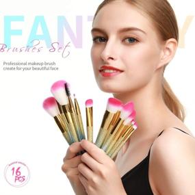 img 2 attached to 🌈 Docolor Makeup Brushes 16Pcs Fantasy Set for Professional Makeup Application: Foundation, Blending, Blush, Concealer, Eye Shadow, Synthetic Face, Liquid, Powder, Cream Cosmetics Brushes in Rainbow Box