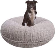 🐶 bessie and barnie signature serenity grey luxurious plush faux fur bagel pet/dog bed (available in various sizes) logo