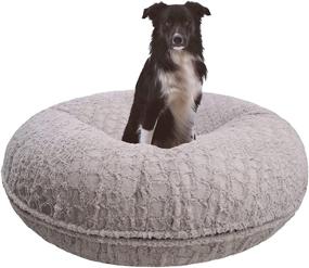 img 4 attached to 🐶 BESSIE AND BARNIE Signature Serenity Grey Luxurious Plush Faux Fur Bagel Pet/Dog Bed (Available in Various Sizes)