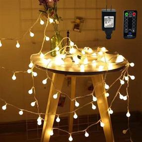 img 4 attached to 🌟 49 Feet 100 LED Globe String Lights with Remote | Plug-in Fairy String Lights for Indoor Outdoor Party Wedding Christmas Tree Garden | Warm White, 8 Modes