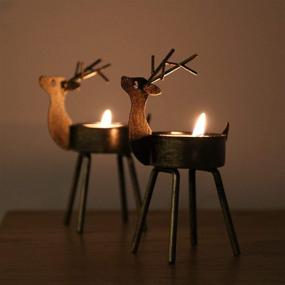 img 1 attached to 🦌 6-Pack Metal Reindeer Tea Light Candle Holders for Christmas Table Decorations and Centerpieces