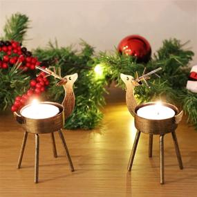 img 2 attached to 🦌 6-Pack Metal Reindeer Tea Light Candle Holders for Christmas Table Decorations and Centerpieces