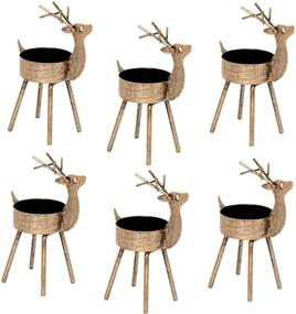 img 4 attached to 🦌 6-Pack Metal Reindeer Tea Light Candle Holders for Christmas Table Decorations and Centerpieces