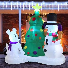 img 4 attached to 🎄 6 FT Tall Christmas Snowman with Christmas Tree Inflatable - Perfect for Xmas Party Indoor/Outdoor Decorations, Yard, Garden, Lawn, Holiday Season