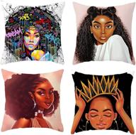 🏾 guagll 4 pack decorative throwing pillowcase: vibrant african black female prints for square sofa pillows - 18 x 18 inch size logo