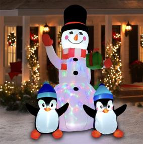 img 4 attached to Ausein 6FT Christmas Inflatables Outdoor Decorations: Snowman with Rotating LED Lights