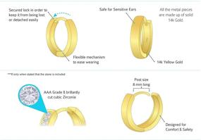 img 1 attached to 👧 Small 1mm Plain Huggie Baby Girls Earrings in 14k Yellow and White Gold for Children