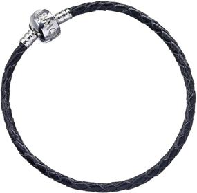 img 1 attached to 🔮 Enhance Your Wizarding Style: Official Harry Potter Jewelry Black Leather Charm Bracelet with Harry Potter Slider Charms - Choose from 4 Sizes!