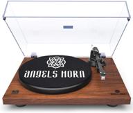 🎶 angels horn turntable - vinyl record player with built-in phono preamp, belt drive, adjustable counterweight, at-3600l - walnut wood finish | shop now! logo