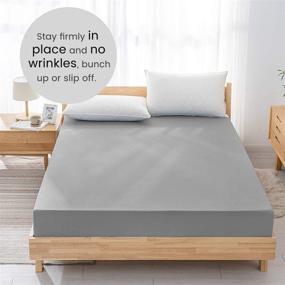 img 2 attached to 🛏️ Light Grey BROLEX Twin Fitted Sheet – Ultra Soft Stretchy Jersey Knit, Wrinkle-Free, Stay in Place – Single Fitted Sheet Only – Deep Fit for Mattresses 8" Up to 10