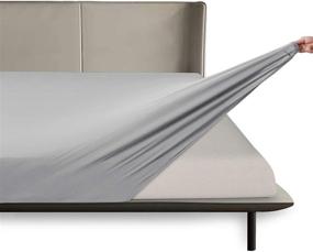 img 4 attached to 🛏️ Light Grey BROLEX Twin Fitted Sheet – Ultra Soft Stretchy Jersey Knit, Wrinkle-Free, Stay in Place – Single Fitted Sheet Only – Deep Fit for Mattresses 8" Up to 10