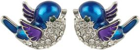 img 4 attached to 🐦 Clear Cute Bluebird Stud Earrings with EVER FAITH Austrian Crystal Enamel