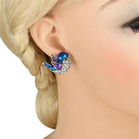 img 3 attached to 🐦 Clear Cute Bluebird Stud Earrings with EVER FAITH Austrian Crystal Enamel