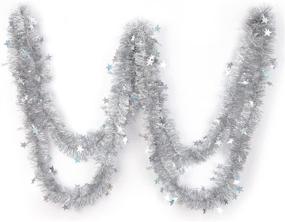 img 1 attached to 🌟 ARCCI Silver Christmas Tinsel Garland Star Sparkly Hanging - 20 ft Classic Thick Colorful Reflections for Ceiling Xmas Tree Decorations - Soft Party Ornaments