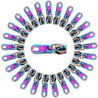 25pcs b.y elements rainbow zipper pulls for zipper repair kit, replacement zipper pulls, 5 non-lock donut shape metal zipper sliders for purses, clothing, luggage bags... logo