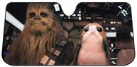 🌞 plasticolor star wars chewbacca chewie and porg accordion sunshade: universal fit for auto car, truck, suv - protect your vehicle from sun with style! logo