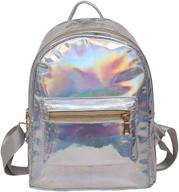 🎒 holographic leather backpack: stylish & versatile shoulder bag for casual daypacks logo