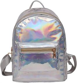 img 4 attached to 🎒 Holographic Leather Backpack: Stylish & Versatile Shoulder Bag for Casual Daypacks