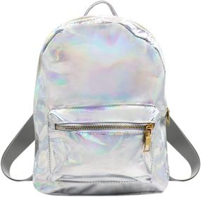 img 3 attached to 🎒 Holographic Leather Backpack: Stylish & Versatile Shoulder Bag for Casual Daypacks