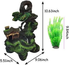 img 1 attached to Ornamental Mountain View Stone Aquarium Decor: Hideout Cave for Beta Fish & Aquatic Frogs with Small Plants - Crayfish & Shrimps Tank Decoration