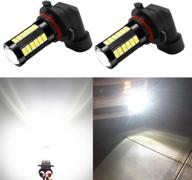 💡 alla lighting hb4 9006 led fog lights bulbs, 6000k xenon white 2800 lumens, xtreme super bright 5730 33-smd for cars and trucks with projector lens logo