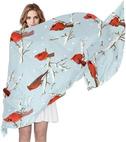 img 3 attached to 🧣 Dragon Sword Winter Birds Retro Cardinals Silk Scarf - Women's Scarves Shawl Wraps