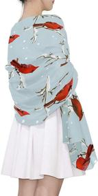 img 1 attached to 🧣 Dragon Sword Winter Birds Retro Cardinals Silk Scarf - Women's Scarves Shawl Wraps