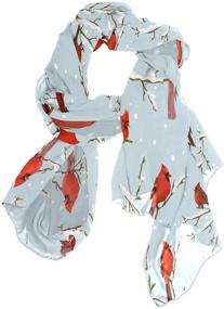 img 4 attached to 🧣 Dragon Sword Winter Birds Retro Cardinals Silk Scarf - Women's Scarves Shawl Wraps