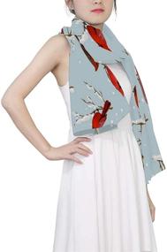 img 2 attached to 🧣 Dragon Sword Winter Birds Retro Cardinals Silk Scarf - Women's Scarves Shawl Wraps