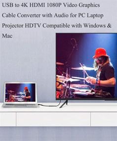 img 3 attached to 🔌 Высококачественный USB to HDMI адаптерный кабель для Mac iOS Windows 10/8/7/Vista/XP - Конвертирует и отображает видео HD 1080P с аудио - Длина 2 метра
