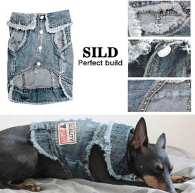 img 1 attached to 🐶 SILD Pet Clothes - Dog Jeans Jacket in Cool Blue Denim Coat for Medium and Small Dogs, Lapel Vests, Classic Hoodies - Puppy Blue Vintage Washed Clothes