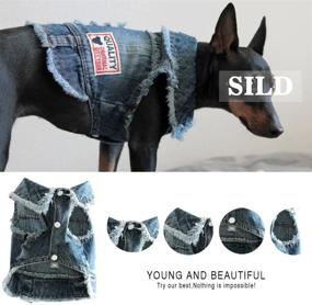 img 2 attached to 🐶 SILD Pet Clothes - Dog Jeans Jacket in Cool Blue Denim Coat for Medium and Small Dogs, Lapel Vests, Classic Hoodies - Puppy Blue Vintage Washed Clothes