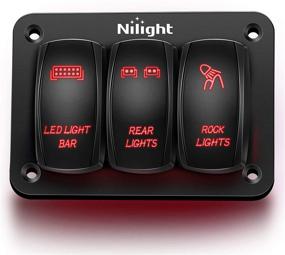 img 4 attached to Nilight 90128C 3 Gang Rocker Switch Panel - Aluminum 5 Pin ON Off Toggle Switch Panel, Pre-Wired Rocker Switch SPST 12V 24V Switches for Marine Boats, Cars, ATVs, UTVs