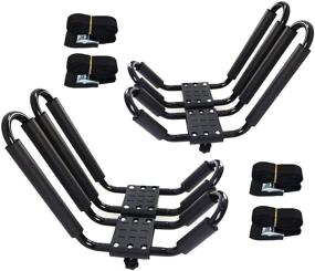 img 4 attached to 🚣 High-Quality 2 Pairs Kayak Rack J-Bar Car Roof Rack with Tie-Down Straps for Canoe, SUP, and Surfboard Mounting on Car, SUV, and Truck Crossbar