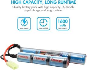 img 1 attached to 🔋 Tenergy 8.4V Airsoft Battery 1600mAh NiMH Nunchuck Battery with Mini Tamiya Connector - Stick Shape Butterfly Battery for M4 Rifles