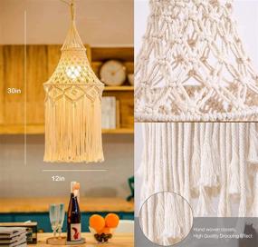 img 3 attached to 💡 Macrame Plug in Pendant Light with Dimmable Switch - Boho Hanging Lamp Shade, Plug in Chandelier Ceiling Light for Bohemian Decor in Bedroom or Living Room - Set of 2