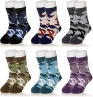 winter warmth for kids: children's wool solid color socks - thermal crew socks 6 pairs logo
