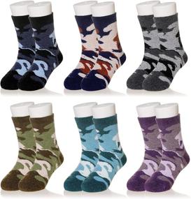 img 4 attached to Winter Warmth for Kids: Children's Wool Solid Color Socks - Thermal Crew Socks 6 Pairs