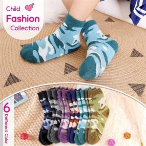 img 2 attached to Winter Warmth for Kids: Children's Wool Solid Color Socks - Thermal Crew Socks 6 Pairs