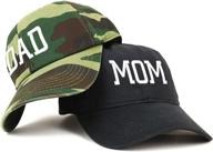 🧢 trendy apparel shop: capital mom and dad soft cotton couple 2 pc cap set - stylish matching hats for parents logo