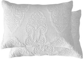 img 4 attached to Brandream 2-Pack King Size Paisley Quilted Pillow Shams - Soft 100% Cotton Decorative Pillow Covers