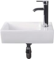 vintage corner wall mount small bathroom sink - rectangle white porcelain ceramic vessel basin with chrome faucet and drain combo - right hand lavamanos bathroom vanity logo