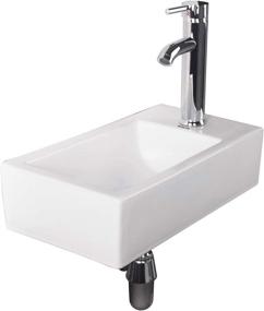 img 3 attached to Vintage Corner Wall Mount Small Bathroom Sink - Rectangle White Porcelain Ceramic Vessel Basin with Chrome Faucet and Drain Combo - Right Hand Lavamanos Bathroom Vanity