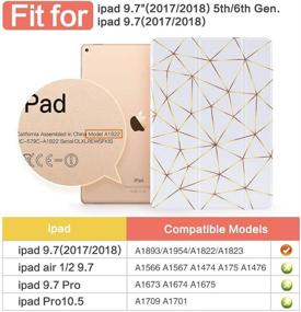 img 3 attached to Чехол для iPad Air 2 Drodalala Air 2 - Превосходный чехол-флип из полиуретановой кожи для iPad Air 2 9,7 дюйма: автоматическое включение и выключение, регулируемая подставка, дизайн с золотой линией