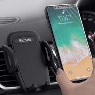 📱 quntis phone car holder: universal air vent mount for iphone se 2020/11/xs/xr/x/8/7/6/5, samsung, htc, huawei - 360° rotation, 2-level adjustable cradle logo