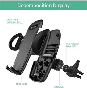 img 3 attached to 📱 Quntis Phone Car Holder: Universal Air Vent Mount for iPhone SE 2020/11/XS/XR/X/8/7/6/5, Samsung, HTC, Huawei - 360° Rotation, 2-Level Adjustable Cradle