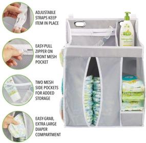 img 2 attached to mDesign Baby Nursery Hanging Storage Organizer Caddy and Diaper Stacker: Gray, Multiple Pockets, Hang on Crib, Changing Table or Wall- Convenient Storage for Baby Essentials, Wipes, Creams, Lotions, Toys