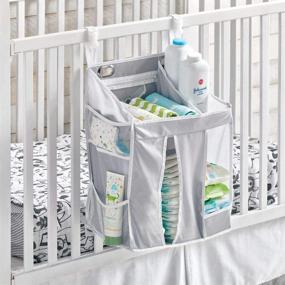 img 3 attached to mDesign Baby Nursery Hanging Storage Organizer Caddy and Diaper Stacker: Gray, Multiple Pockets, Hang on Crib, Changing Table or Wall- Convenient Storage for Baby Essentials, Wipes, Creams, Lotions, Toys