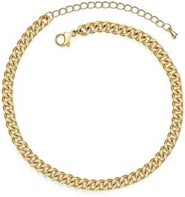 img 4 attached to 💎 Stylish Tewiky Pearl Ankle Bracelets: Boho Cuban Link Anklet, 14k Gold Plated Three-Layer Beach Anklets Foot Chain Jewelry for Women